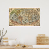 アンティーク世界絵図1565フェランド・ベルテリ ポスター (キッチン)