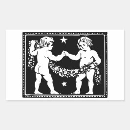 アンティーク中世ルネッサンス〔占星術の〕十二宮図ジェミニ 長方形シール