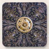 アンティーク中世金ゴールドめっき木彫オーナメント コースター (正面)