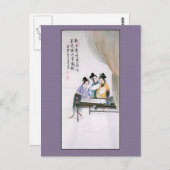 アンティーク中国のの三絵を描人のレディ中国のース ポストカード (正面/裏面)