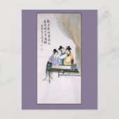アンティーク中国のの三絵を描人のレディ中国のース ポストカード (正面)