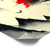 アンティーク中国のイ絵を描ンクの月と赤 ポスター (角)