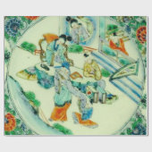 アンティーク中国のグリーンチャイノジュリーフローラ ラッピングペーパー (フラット)