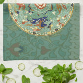 アンティーク中国のサークルブルーグリーン キッチンタオル (折り畳み)