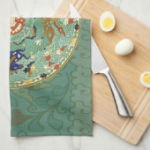 アンティーク中国のサークルブルーグリーン キッチンタオル (四つ折り)