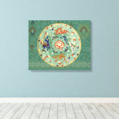 アンティーク中国のサークルブルーグリーン キャンバスプリント (インサイチュ (ウッドフロア))