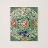 アンティーク中国のサークルブルーグリーン ジグソーパズル (縦)