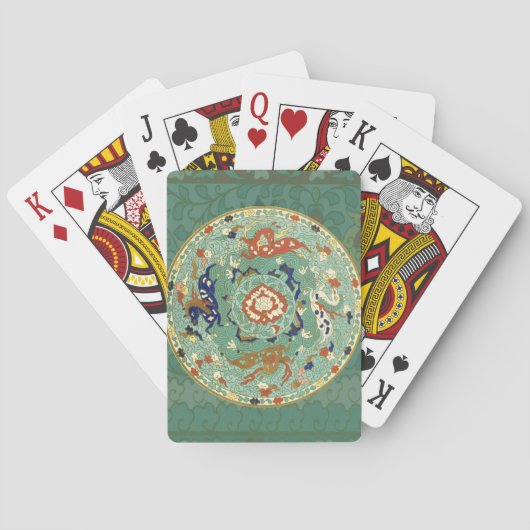 アンティーク中国のサークルブルーグリーン トランプ (裏面)