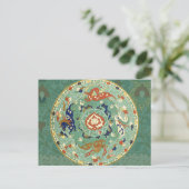 アンティーク中国のサークルブルーグリーン ポストカード (スタンド正面)