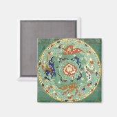 アンティーク中国のサークルブルーグリーン マグネット (正面/裏面)