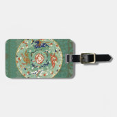 アンティーク中国のサークルブルーグリーン ラゲッジタグ (正面横)