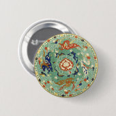 アンティーク中国のサークルブルーグリーン 缶バッジ (正面&裏面)