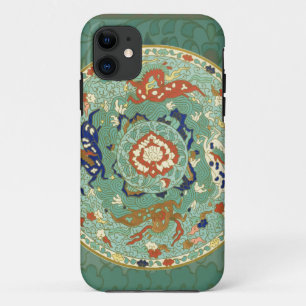 アンティーク中国のサークルブルーグリーン iPhone 11 ケース