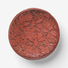 アンティーク中国のシンナバール彫刻フローラフェイク中国 ペーパーボウル