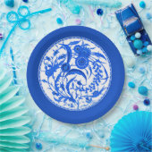 アンティーク中国のジャコビーンフローラ – コバルトブルー ペーパープレート (パーティー)