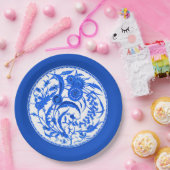 アンティーク中国のジャコビーンフローラ – コバルトブルー ペーパープレート (パーティー)