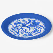 アンティーク中国のジャコビーンフローラ – コバルトブルー ペーパープレート (アングル)