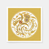 アンティーク中国のジャコビーンフローラ – マスタード金ゴールド スタンダードカクテルナプキン (正面)