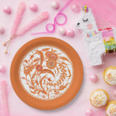 アンティーク中国のジャコビーンフローラ – マンダリンオレンジ ペーパープレート (パーティー)