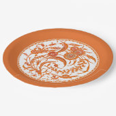 アンティーク中国のジャコビーンフローラ – マンダリンオレンジ ペーパープレート (アングル)