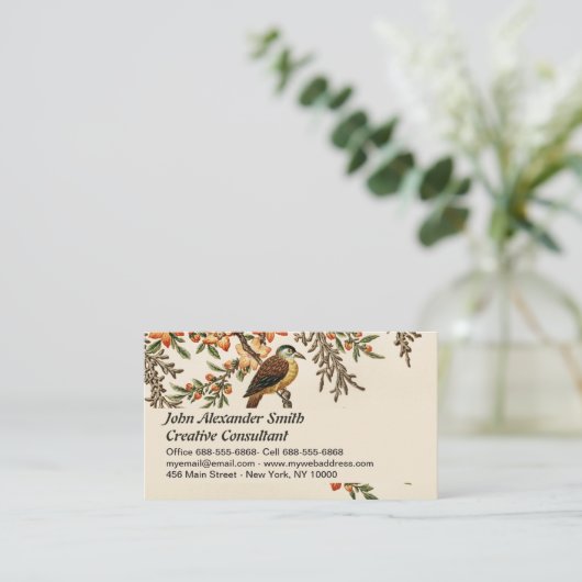 アンティーク中国のフラワー&バード、ヴィンテージガーデン 名刺 (スタンド正面)