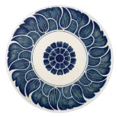 アンティーク中国のブルーとホワイトリーフパターン セラミックノブ (正面)