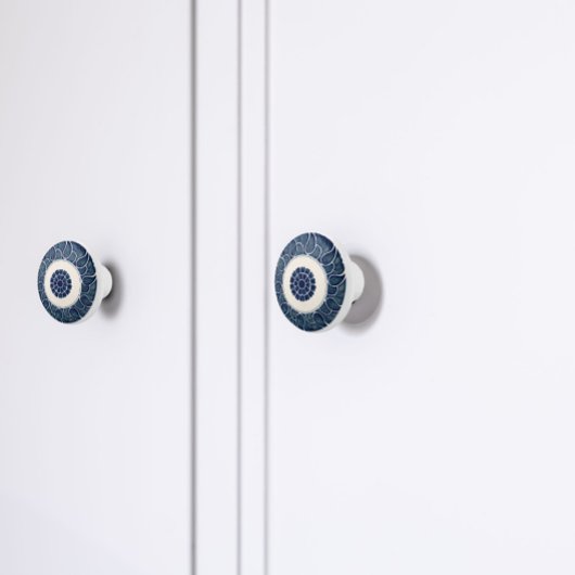 アンティーク中国のブルーとホワイトリーフパターン セラミックノブ