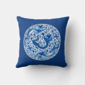 アンティーク中国のプレート、コバルトブルードラゴン クッション (裏面)
