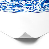 アンティーク中国のプレート、コバルトブルードラゴン ポスター (角)