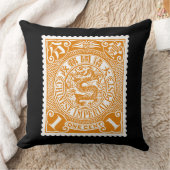 アンティーク中国の切手金ゴールド クッション (ブランケット)