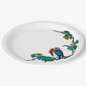 アンティーク中国の磁器植物鳥春 ペーパープレート (アングル)