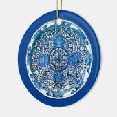 アンティーク中国の磁器皿、コバルトブルー セラミックオーナメント (左)