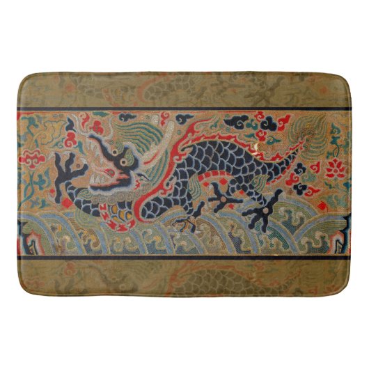 アンティーク中国竜シルク刺繍パターン バスマット (正面)