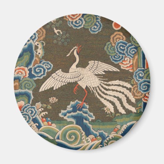 アンティーク中国風の鳥のアートワークタペストリー・鳳凰 マグネット (正面)