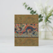 アンティーク中国龍シルク刺繍パターン ポストカード (スタンド正面)