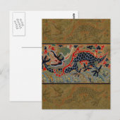 アンティーク中国龍シルク刺繍パターン ポストカード (正面/裏面)