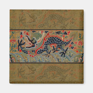 アンティーク中国龍シルク刺繍パターン マグネット