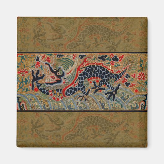 アンティーク中国龍シルク刺繍パターン マグネット (正面)