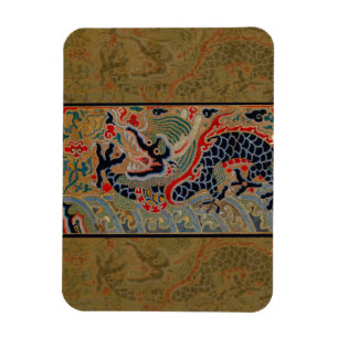 アンティーク中国龍シルク刺繍パターン マグネット