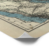 アンティーク中央アジアの地図1885 ポスター (角)