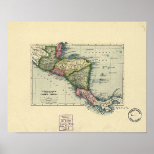 アンティーク中央アメリカの地図 – 1902 ポスター
