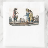 アンティーク人形の子どもショー・ダンス 長方形シール (バッグ)