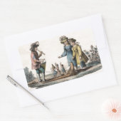 アンティーク人形の子どもショー・ダンス 長方形シール (封筒)