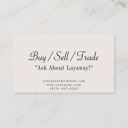 アンティーク人形ビジネスカードルビランエベイエティ 名刺 (裏面)