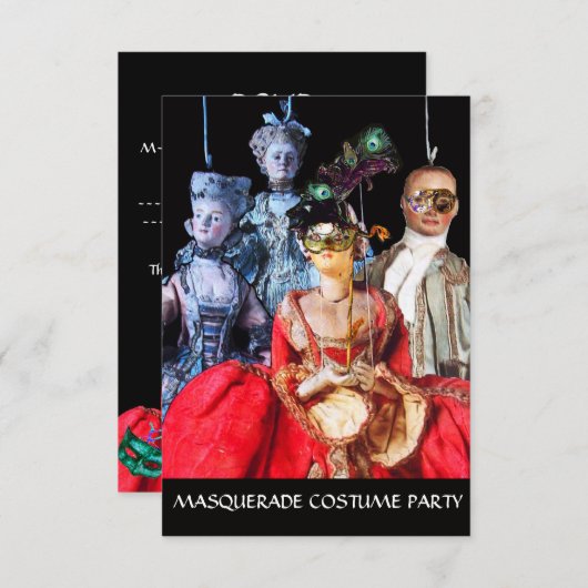 アンティーク人形仮装コスチュームパーティーRSVP 招待状 (正面/裏面)