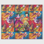 アンティーク人形、小さな女の子及びクリスマスオーナメント ラッピングペーパー (フラット)