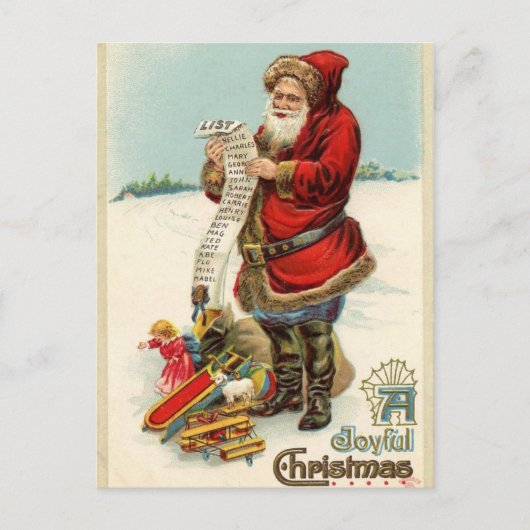 アンティーク再生クリスマスグリーティング シーズンポストカード (正面)