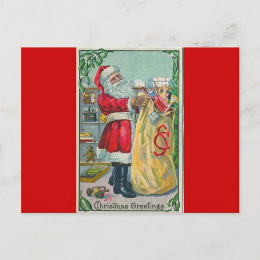 アンティーク再生クリスマスグリーティング シーズンポストカード (正面)