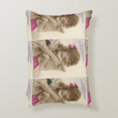 アンティーク写真ビクトリアンの女性と犬 アクセントクッション (正面(垂直))