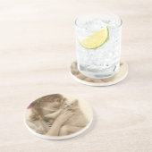 アンティーク写真ビクトリアンの女性と犬 コースター (側面)